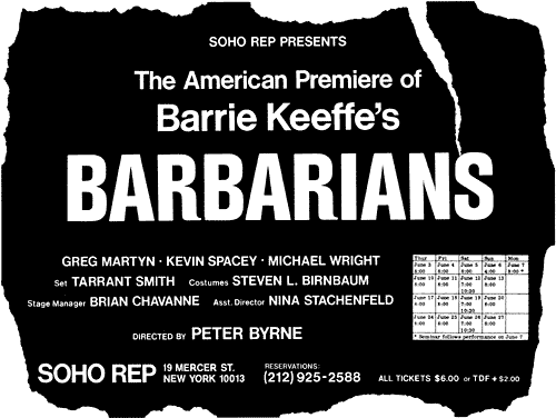 Flyer for 'Barbarians,' directed by Peter Byrne